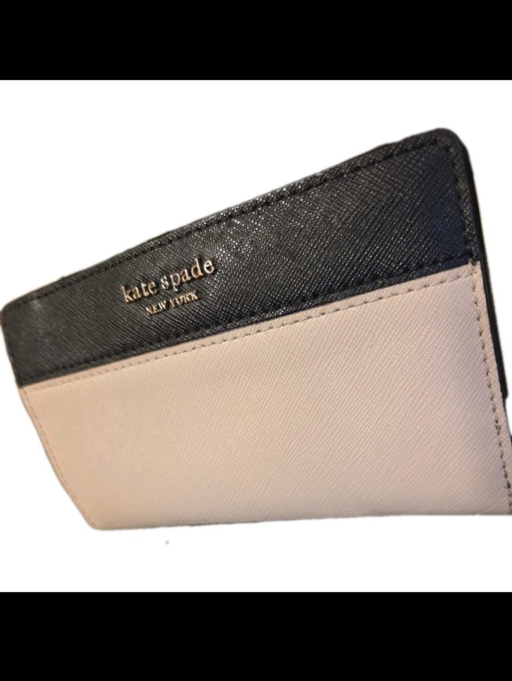 Kate Spade New York Bicolor Card Wallet - Black & Beige Excellent